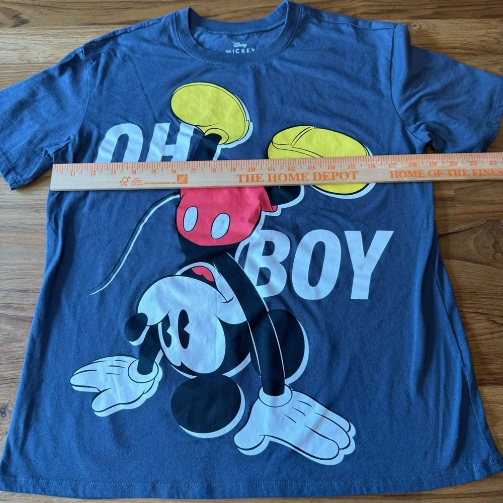 Disney Shirt Kids’ Large 11-13 Grey Mickey Mouse Oh Boy Handstand Short Sleeve